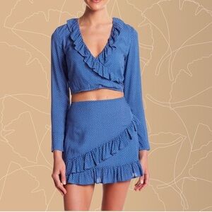 Honey Punch Blue Polka Dot Skirt Set